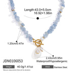18K Gold Island Charm Natural Stone Beaded Necklace