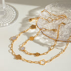 18K Gold Flower Paperclip Chain Bracelet