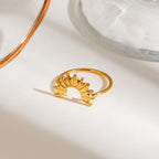 18K Gold Rising Sun Stacking Rings Set