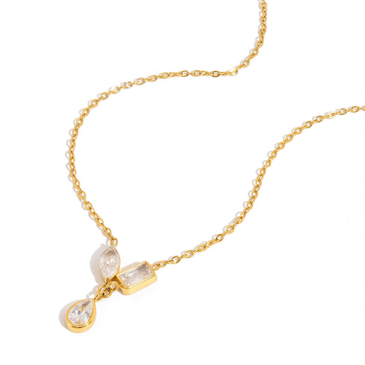 18K Gold Cherish Minimalist Bezel Dainty CZ Necklace