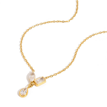 18K Gold Cherish Minimalist Bezel Dainty CZ Necklace