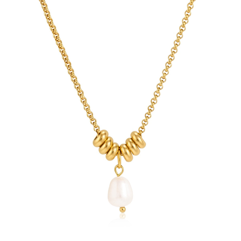 18K Gold Pearl Talk Simple Dainty Pendant Necklace