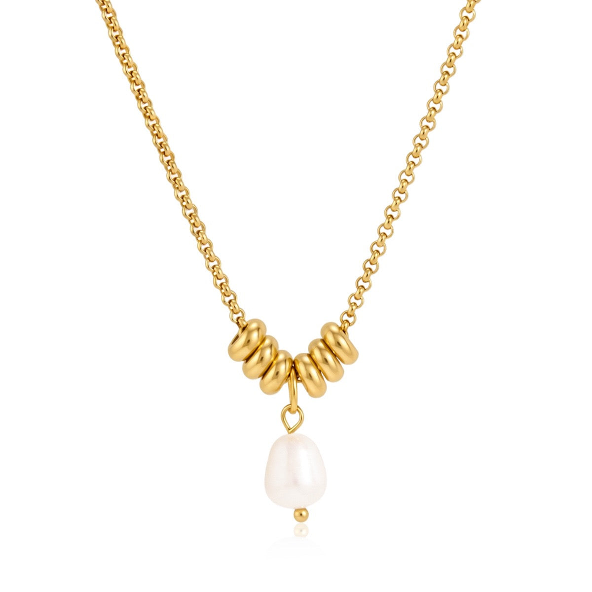 18K Gold Pearl Talk Simple Dainty Pendant Necklace