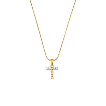 18K Gold Pearl Initial Pendant Necklace