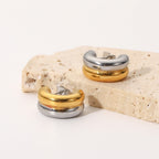 18K Gold Ribbed Chunky Huggie Earrings