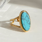 18K Gold Old Money Oval Gemstone Statement Ring