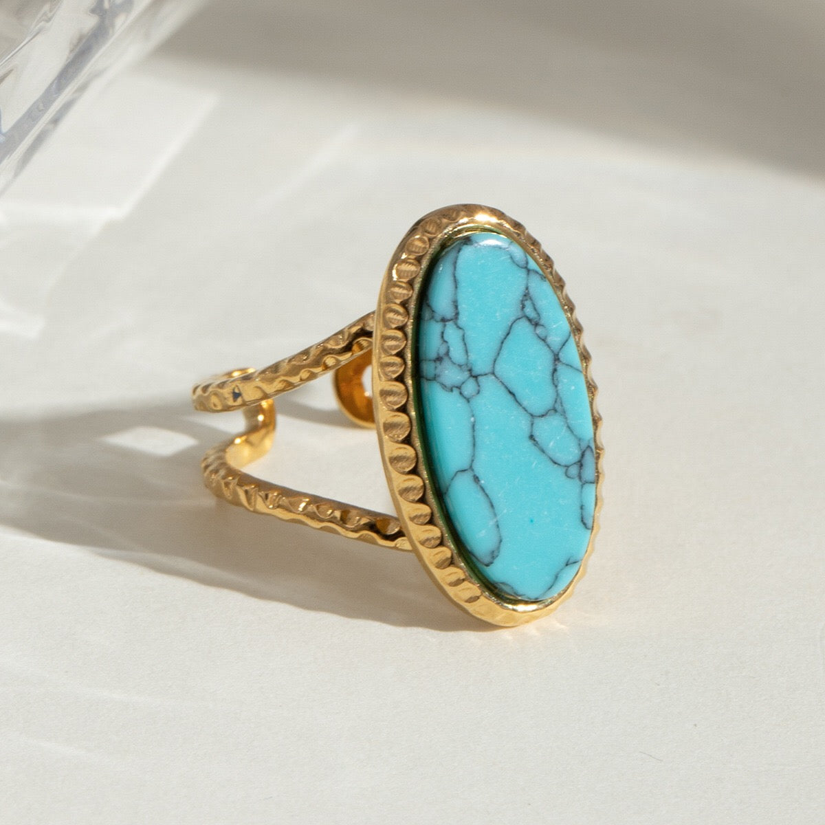 18K Gold Old Money Oval Gemstone Statement Ring