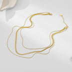 18K Gold Herringbone Snake Chain Layered Necklace