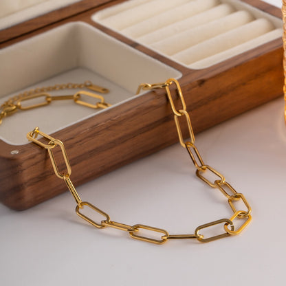18K Gold Classic Paperclip Chain Necklace