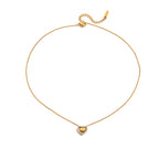 18K Gold Dainty Bling Heart Pendant Necklace