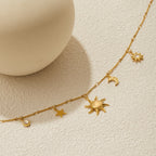 18K Gold Opal Forever Sun Pendant Statement Charm Necklace