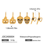 18K Gold Halloween Pumpkin Skull Small Hoop Huggie Earrings with Charm