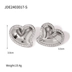 18K Gold Heart Flipped CZ Stud Earrings