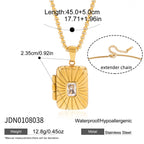 18K Gold Keepsake Heart Book Locket Pendant Box Chain Necklace