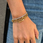 18K Gold HAPPY Letter Dainty Chain Bracelet