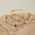 18K Gold Tiny Treasure Statement Slim Bangle Bracelet