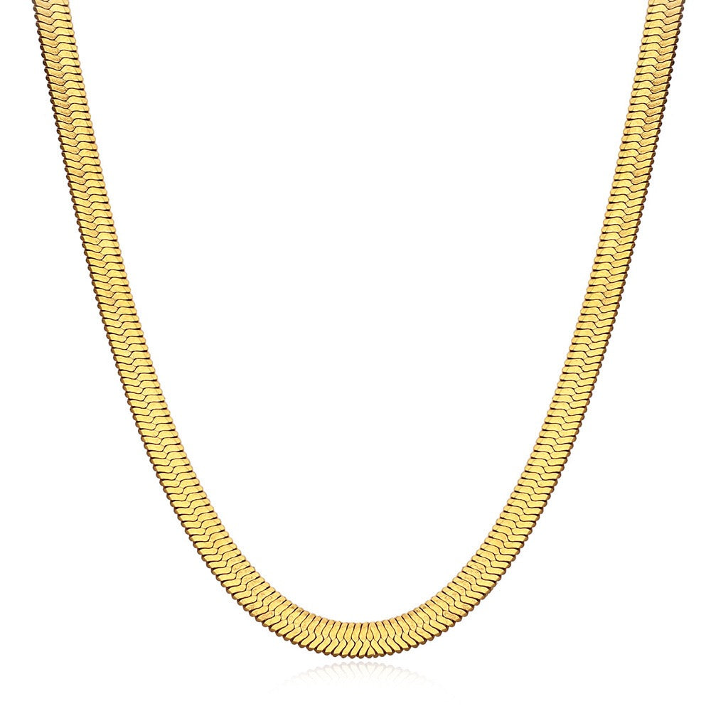 18K Gold Divine Pearl Herringbone Snake Chain Necklace Set