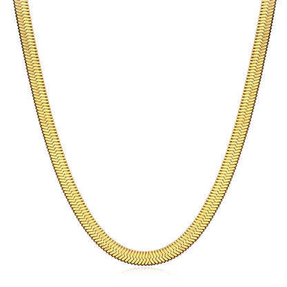 18K Gold Divine Pearl Herringbone Snake Chain Necklace Set