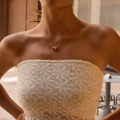18K Gold Glitter Babe Dainty Ring Long Pendant Necklace
