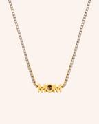 18K Gold Endless Love MOM Charm Tennis Necklace