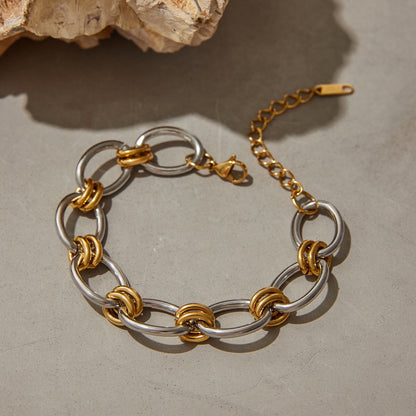 18K Gold and Silver Two Tone Duality Chain Bracelet Stack