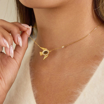 18K Gold Free Spirit Tiger Eye Bird Ring