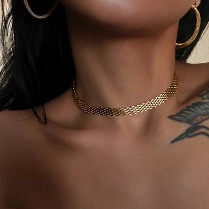 18K Gold Chic Watch Band Chain Choker Necklace