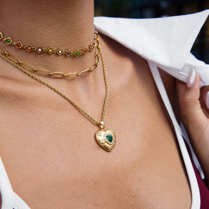 18K Gold Confetti Petal Link Flower Chain Necklace Jewelry Set