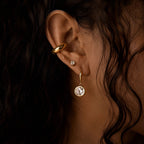 18K Gold Sway Bezel CZ Stone Dangle Earrings