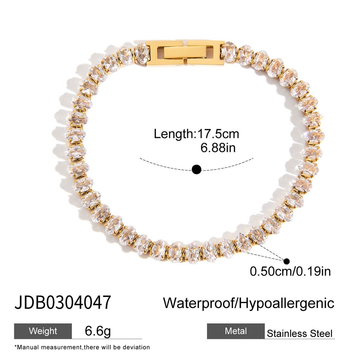18K Gold Extra Bling Paperclip Chain Bangle Tennis Bracelet Stack