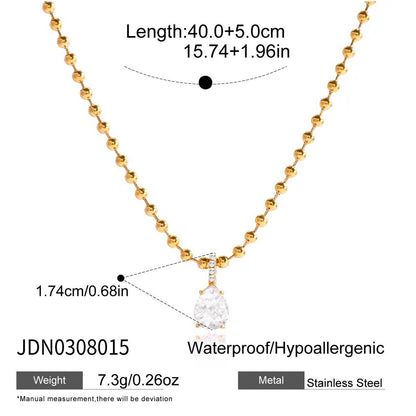 18K Gold Luminous Dainty Pendant Beaded Chain Necklace