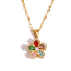 18K Gold Sweet Bloom Spinning Flower Pendant Necklace