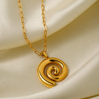 18K Gold Ocean Swirl Pendant Necklace