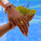 18K Gold Cherry Charm Band Ring