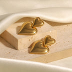 18K Gold Gilded Heart Drop Dangle Earrings