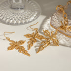 18K Gold Fire Cross Pendant Paperclip Chain Statement Necklace