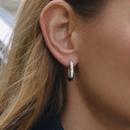 18K Gold and Silver Midnight Tease CZ Small Hoop Huggie Earrings