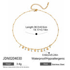 18K Gold Seaside Fantasy Blue Beads Heart Charm Circle Chain Layered Necklace Set