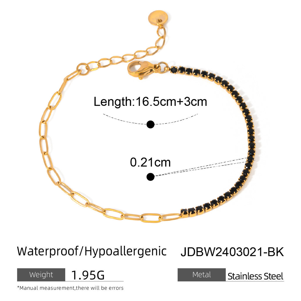 18K Gold Bling Tennis Paperclip Chain Bracelet