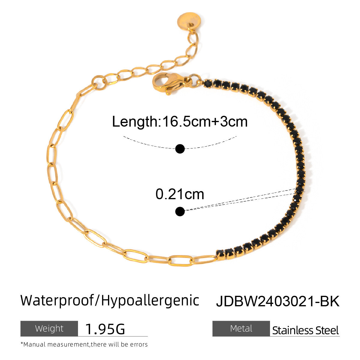 18K Gold Bling Tennis Paperclip Chain Bracelet
