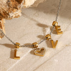 18K Gold Two Tone LOVE Pendant Heart Necklace