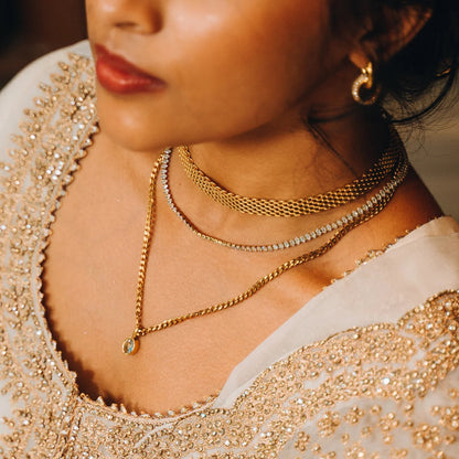 18K Gold Chic Watch Band Chain Choker Necklace