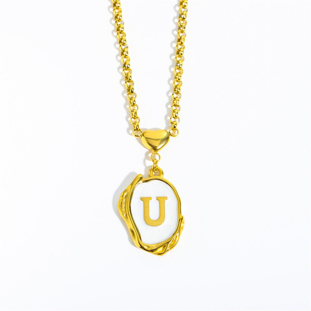 18K Gold Luxury Initial Pendant Necklace