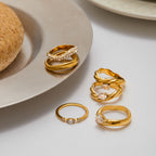 18K Gold Ravish Wavy Form Stacking Rings