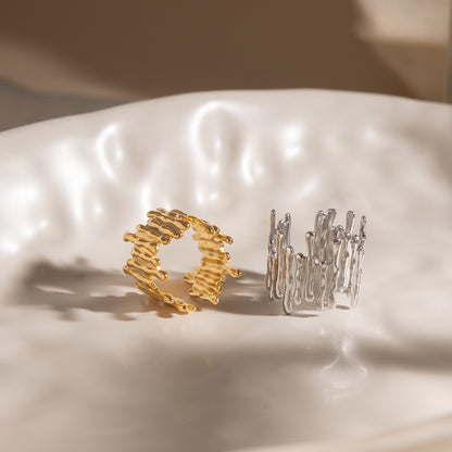 18K Gold and Silver Urban Edge Geometric Band Ring