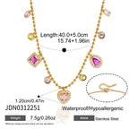 18K Gold Jewel Addiction Color Heart Statement Necklace