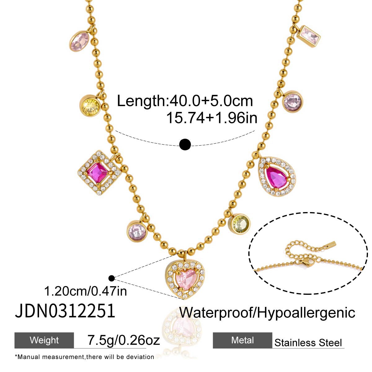 18K Gold Jewel Addiction Color Heart Statement Necklace