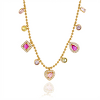 18K Gold Jewel Addiction Color Heart Statement Necklace