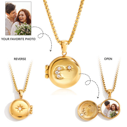 18K Gold Keepsake Heart Book Locket Pendant Box Chain Necklace