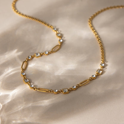 18K Gold Sparkle Season Dainty Chain Choker Necklace
